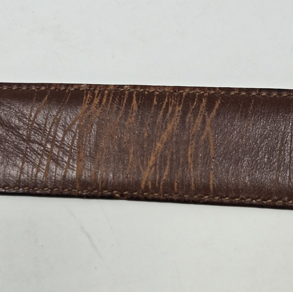 COACH CHOCOLATE BROWN LEATHER BELT GOLD BUCKLE MEN SIZE 34 MENSWEAR CLASSIC - Picture 8 of 13